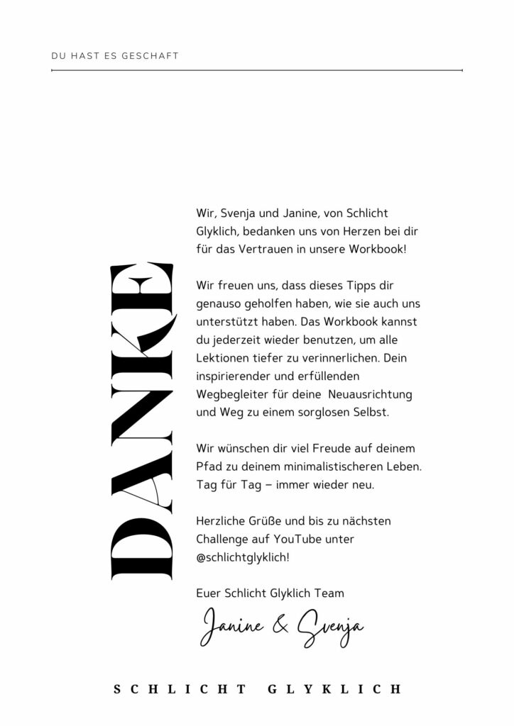 30 Tages Minimalismus Challenge